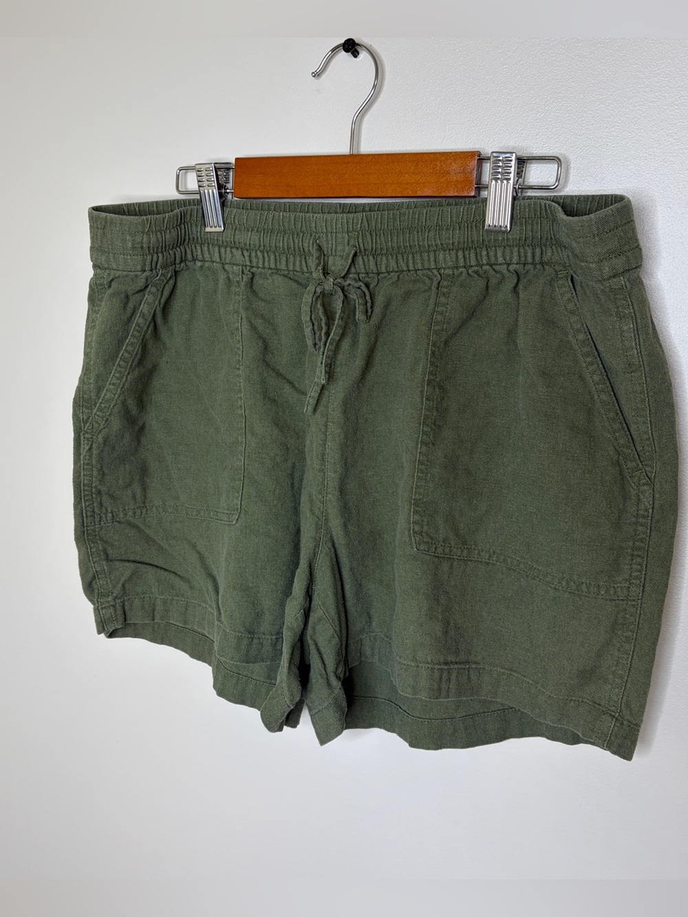 J. Crew Olive Drawstring Linen Shorts Medium